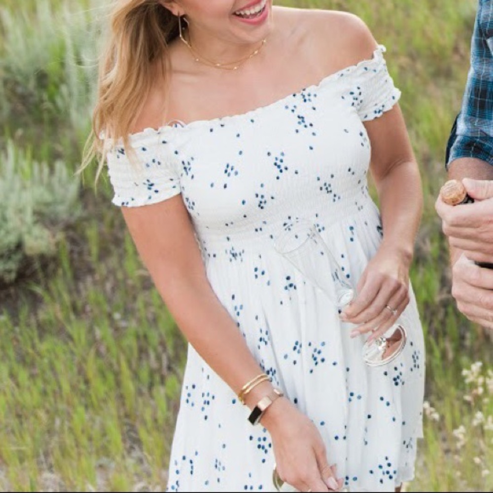 Lulus | white and blue dress
